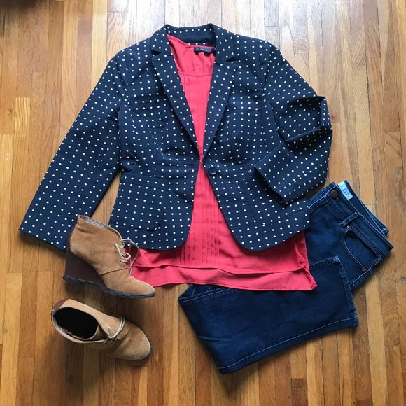 The Limited Jackets & Blazers - The Limited one button polka dot blazer jacket M